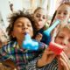 five children enjoying healthy fun at a birthday party