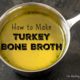 homemade turkey bone stock in a stainless saucepan
