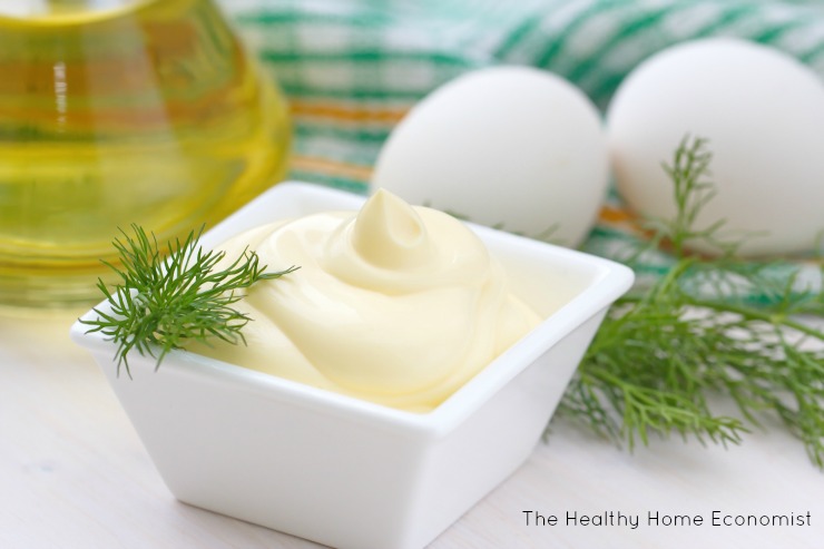 Homemade mayonnaise in a white bowl