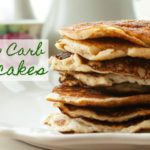 stack of low carb pancakes on a white plate