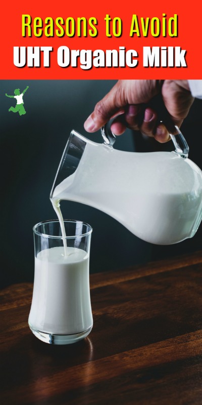 pitcher of UHT milk pouring into a glass