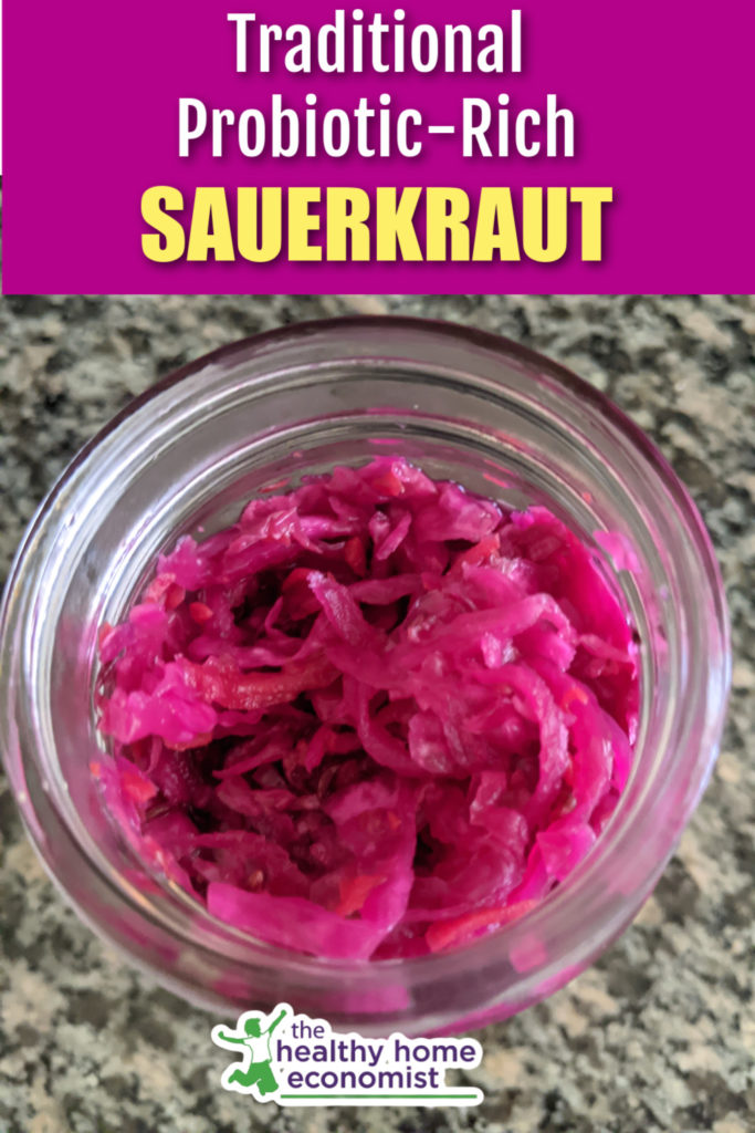 raw red sauerkraut in a mason jar