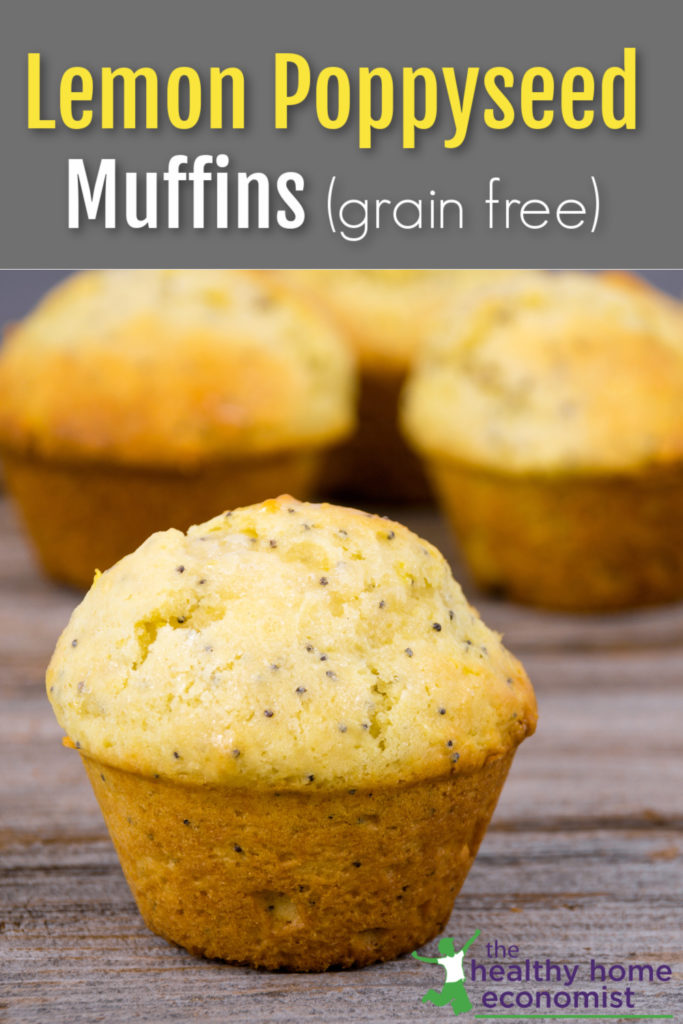 low carb lemon poppyseed muffins on a breadboard