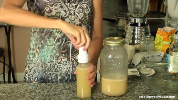 nondairy homemade formula in glass bottle