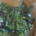 coat kale leaves with sea salt, olive oil and ACV