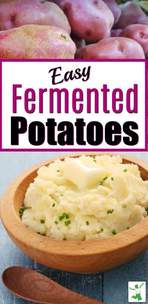 probiotic fermented red potatoes in a wooden bowl