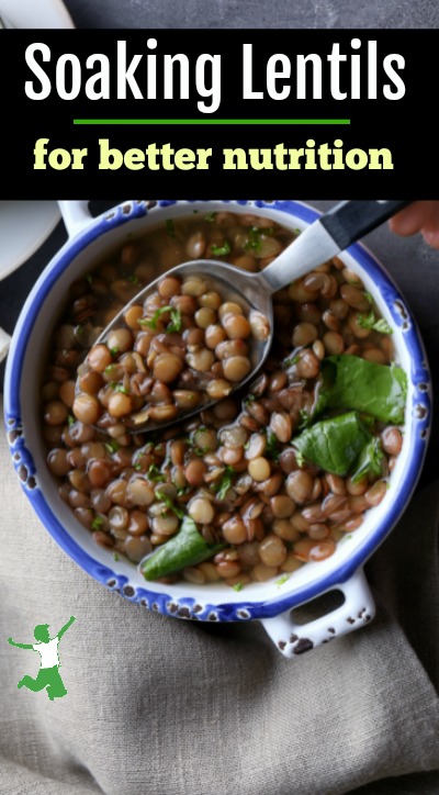 soaked and cooked lentils in a soup mug