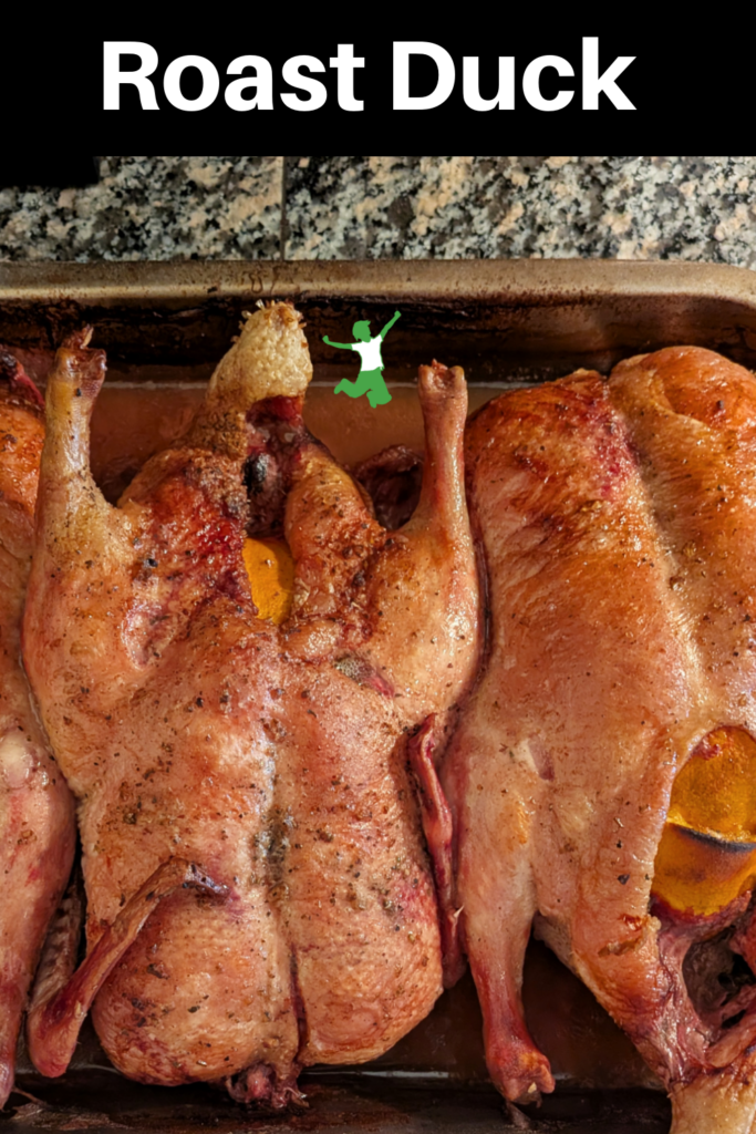 roast ducks in a pan for making broth