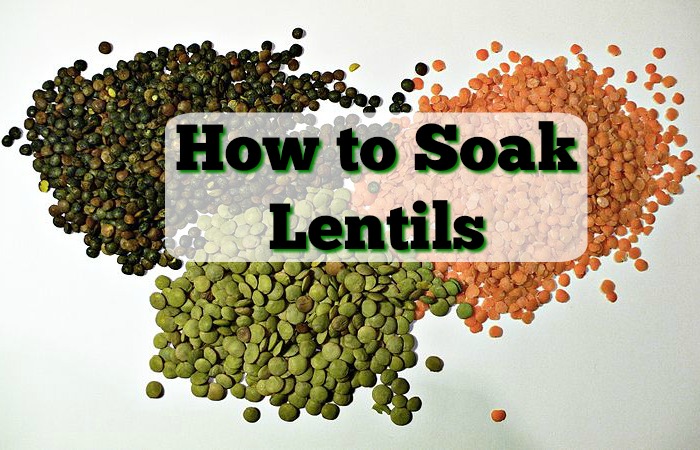 three types of lentils for soaking on the counter