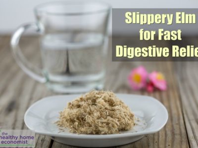 slippery elm herb on a plate with glass of water