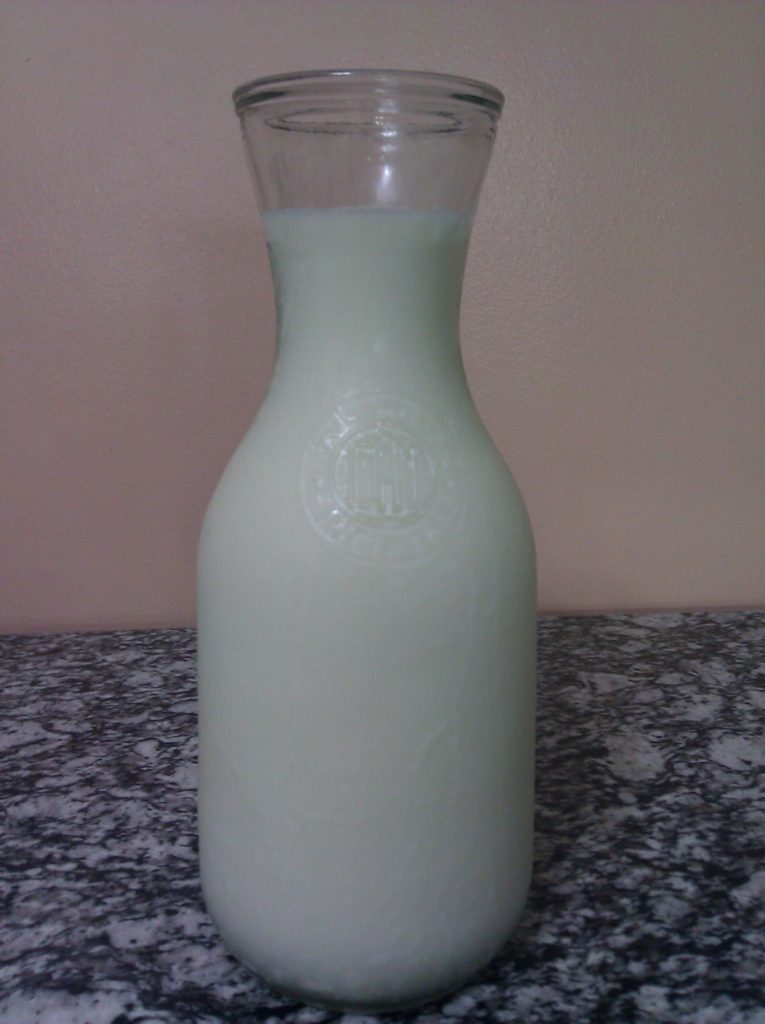 carafe of raw milk