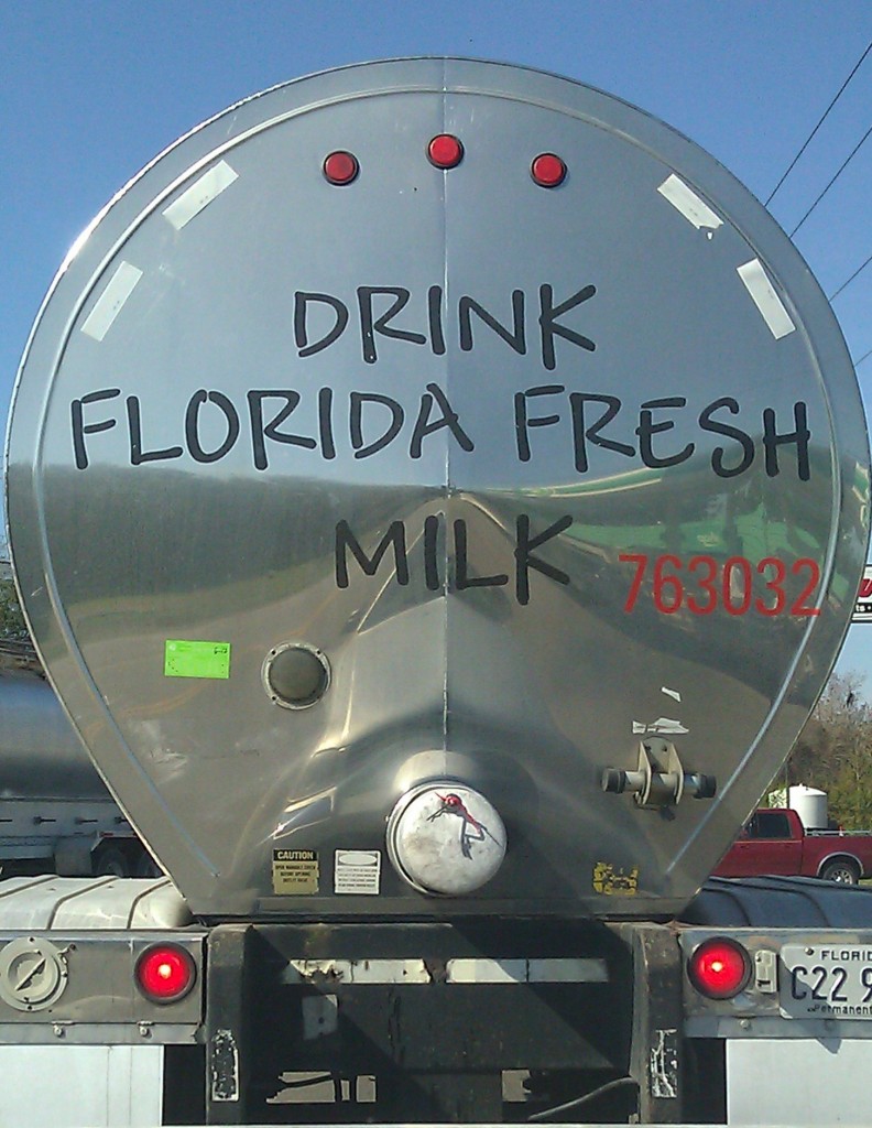 fresh milk in a tanker truck