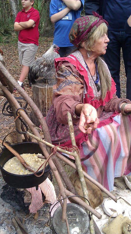 Seminole woman cooking soaked corn gruel