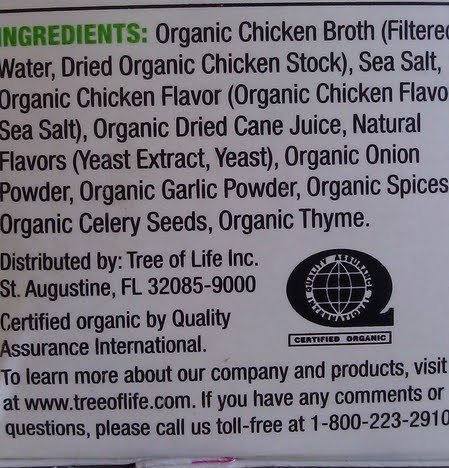 organic chicken broth label