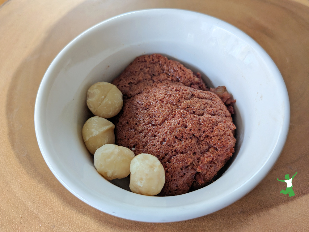 macadamia nut pudding in white bowl