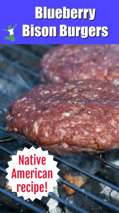 blueberry bison burgers on a charcoal grill