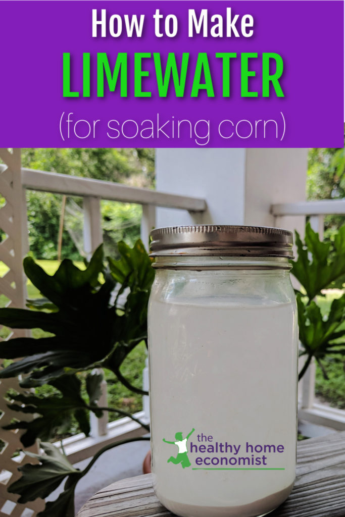 diy limewater in a mason jar on a wooden table