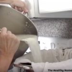 pouring ricotta and whey into colander