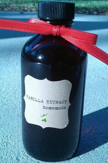 DIY vanilla extract in amber bottle