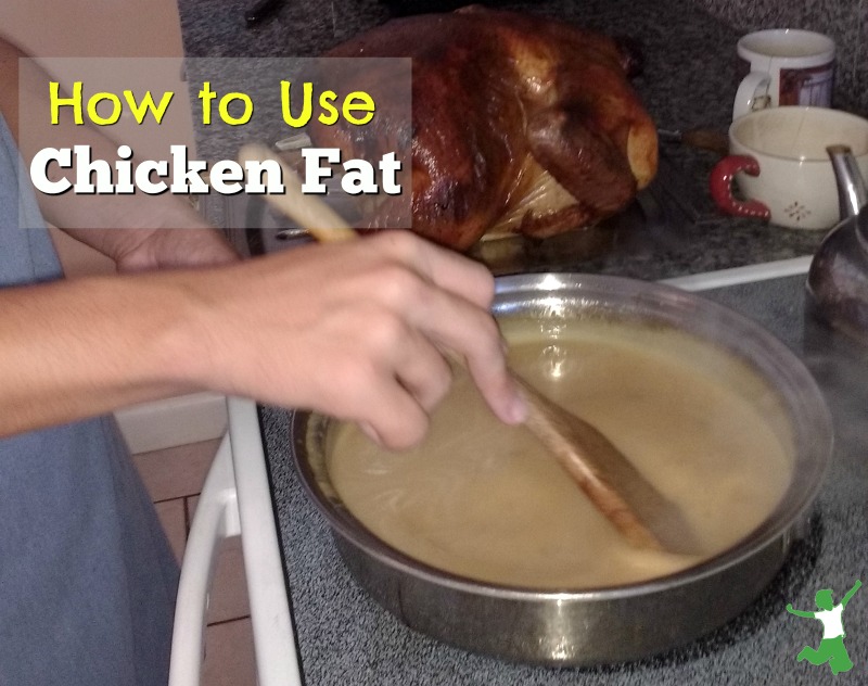 woman stirring chicken fat in a pan to make gravy