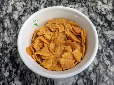 healthy corn flakes in a white bowl