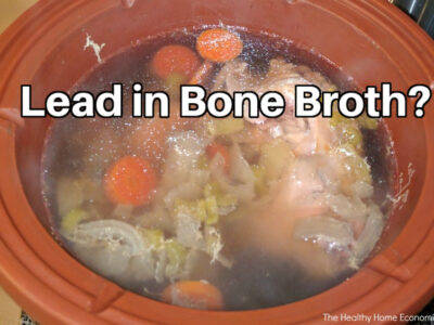 simmering pot of lead-free bone broth