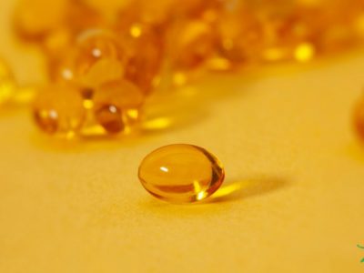 omega-3 fish oil capsules on a table