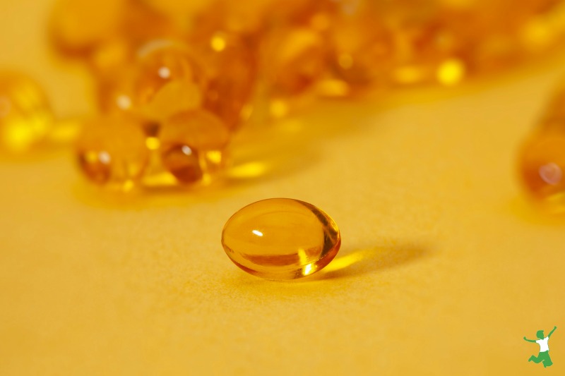omega-3 fish oil capsules on a table