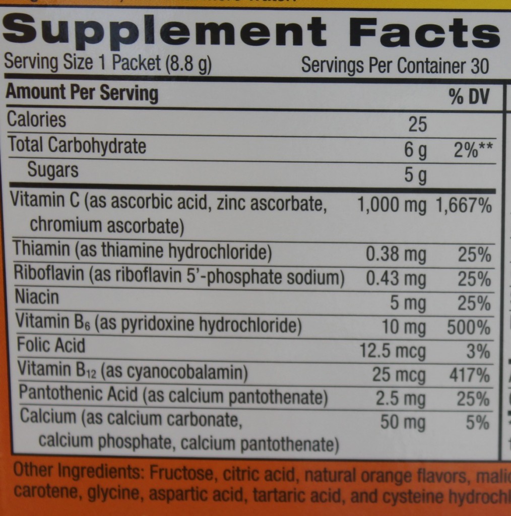 Synthetic vitamin C label