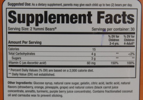 Synthetic vitamin C label