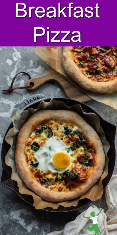 baked breakfast pizza on a table