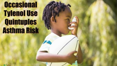 child taking tylenol using an inhaler