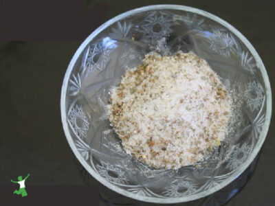 homemade seasoning salt in a crystal bowl