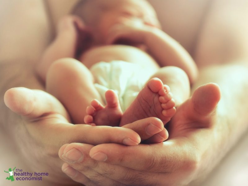 newborn baby whose mother prepared the birth canal microbiome properly