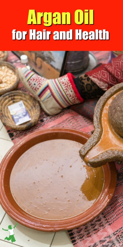 unrefined argan oil in a terra cotta bowl