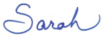 Sarah's signature