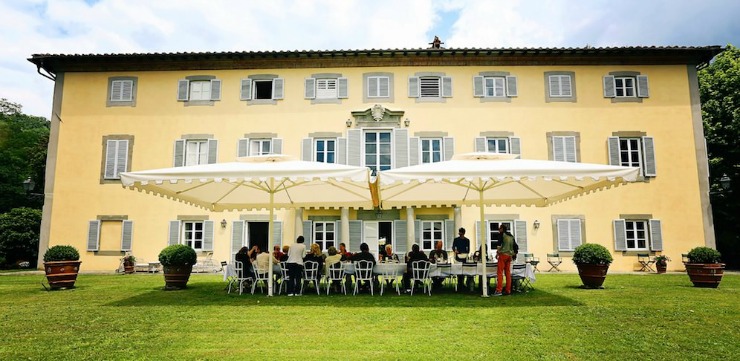 beautiful front lawn of the Lucca villa