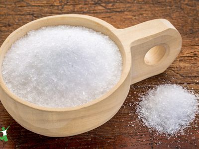 beneficial Epsom salts in wooden bowl
