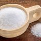 beneficial Epsom salts in wooden bowl