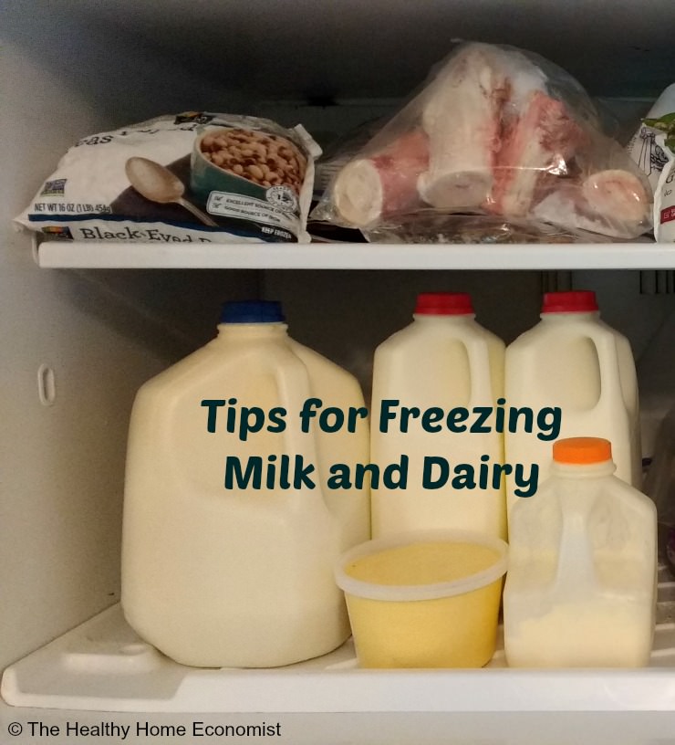 frozen milk, butter and cream in safe freezer containers