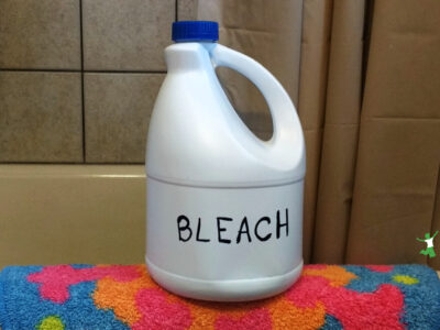 bottle of chlorine for bleach baths