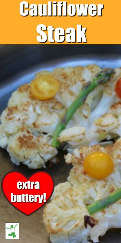 buttery cauliflower steak in a pan