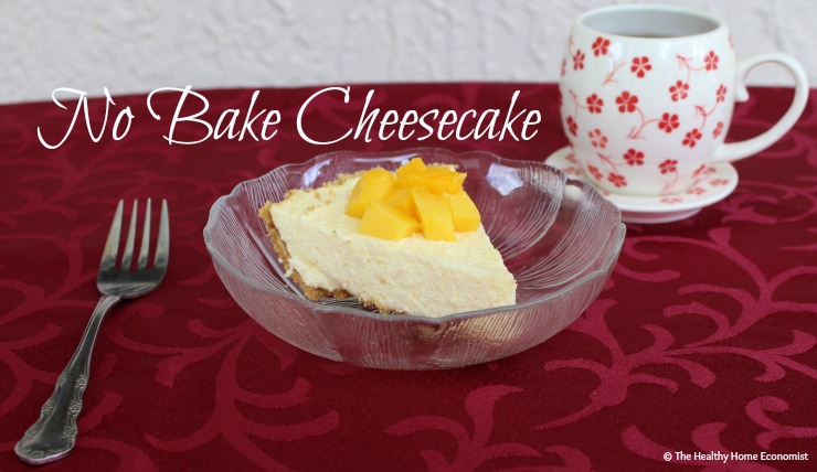 slice of no-bake cheesecake on a plate with a fork