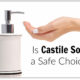 woman pumping castile soap on hand from white dispenser