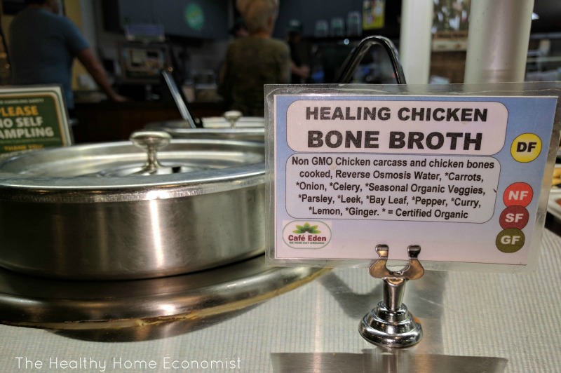 large stainless steel stockpot of chicken bone broth