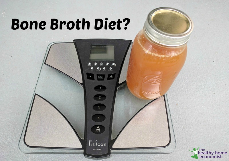 mason jar of bone broth on a scale