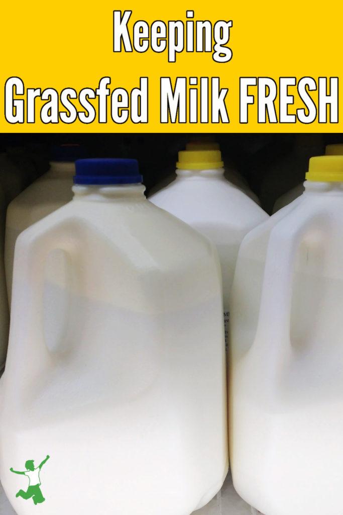 fresh grassfed milk in refrigerated containers