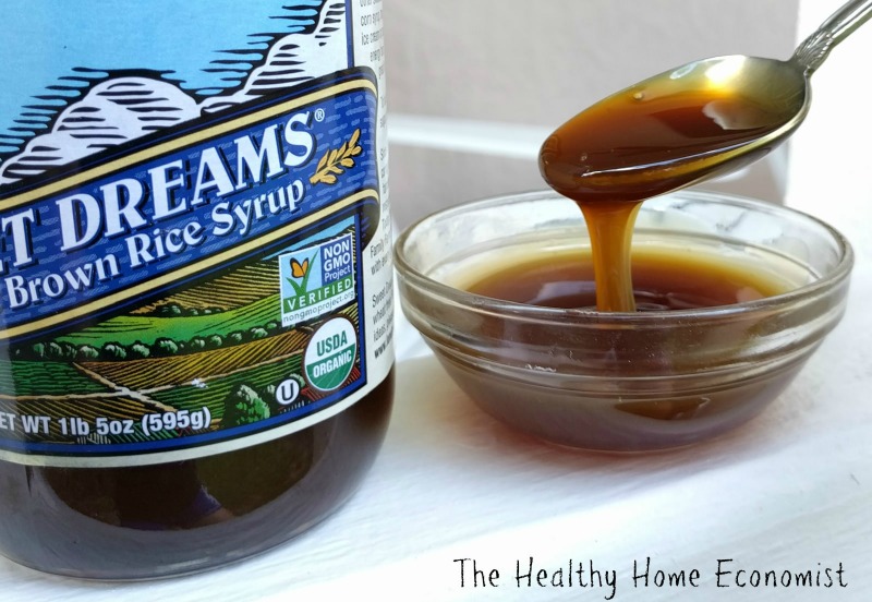 brown rice syrup in a small glass bowl with a spoon