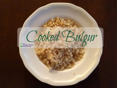 cooked bulgur in a white bowl