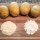 potato starch and flour on a wooden cutting board